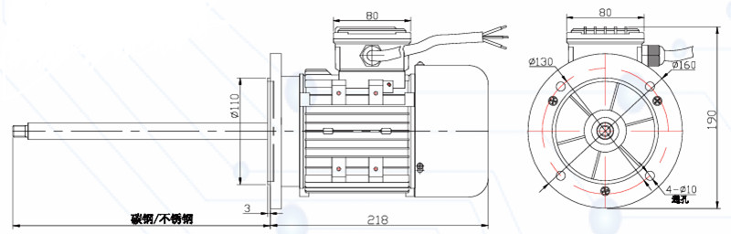 不銹鋼長(zhǎng)軸電機(jī)外形尺寸圖