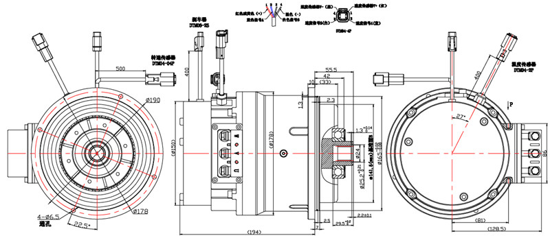 升降工作平臺(tái)電機(jī)外形尺寸圖