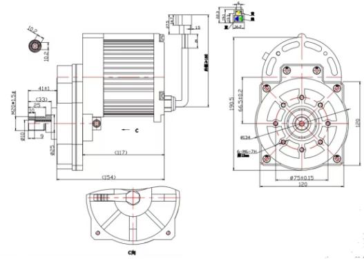 洗地機(jī)無刷電機(jī)外形尺寸圖